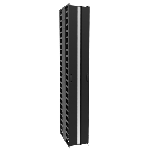 Hammond VFMMD12BK 44U Double-Sided High-Density Vertical Cable Manager with Covers, Black, 81.00" H x 12.00" W x 24.50" D.