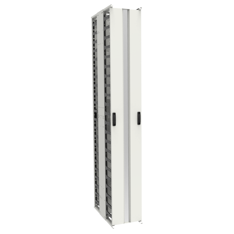 Hammond VFMMD12WH 44U Double-Sided High-Density Vertical Cable Manager with Covers, White, 81.00" H x 12.00" W x 24.50" D.
