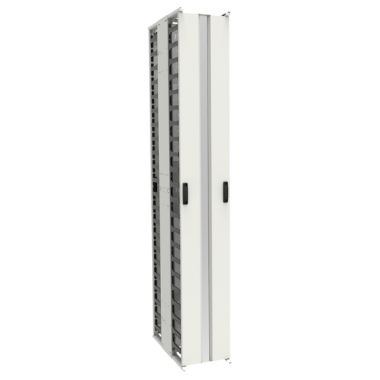 Hammond VFMMD12WH 44U Double-Sided High-Density Vertical Cable Manager with Covers, White, 81.00" H x 12.00" W x 24.50" D.