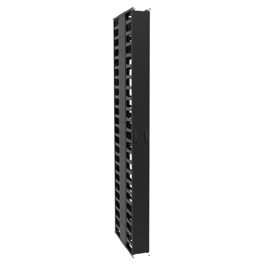 Hammond VFMMD6BK 44U Double-Sided High-Density Vertical Cable Manager with Covers, Black, 81.00" H x 6.00" W x 24.50" D.