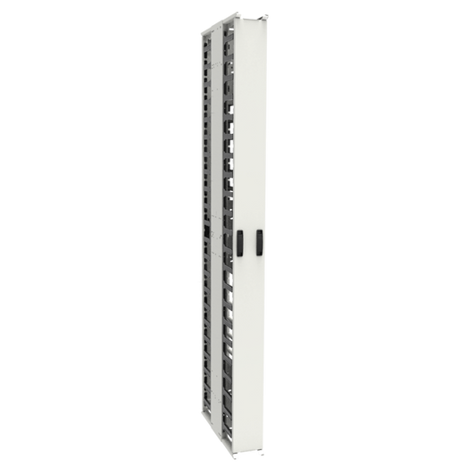 Hammond VFMMD6WH 44U Double-Sided High-Density Vertical Cable Manager with Covers, White, 81.00" H x 6.00" W x 24.50" D.