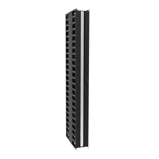 Hammond VFMMD8BK 44U Double-Sided High-Density Vertical Cable Manager with Covers, Black, 81.00" H x 8.00" W x 24.50" D.