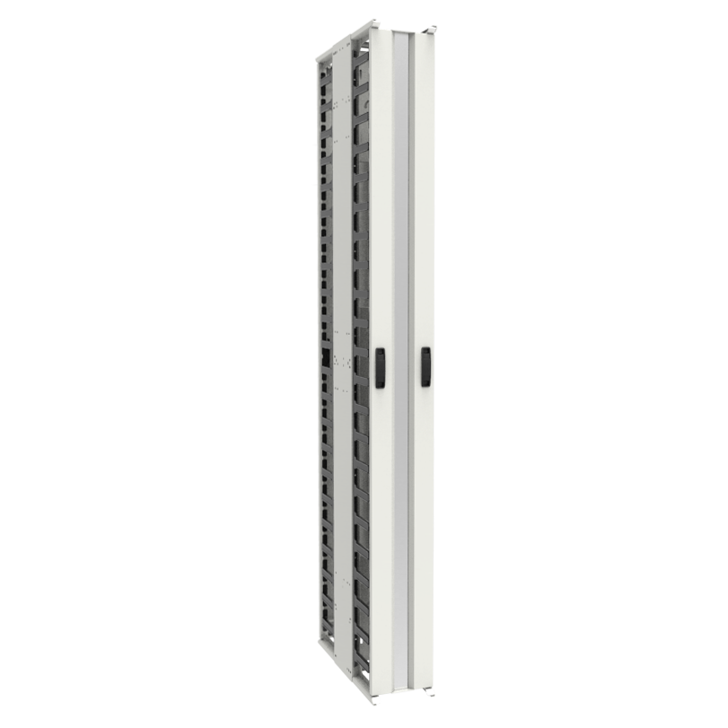 Hammond VFMMD8WH 44U Double-Sided High-Density Vertical Cable Manager with Covers, White, 81.00" H x 8.00" W x 24.50" D.
