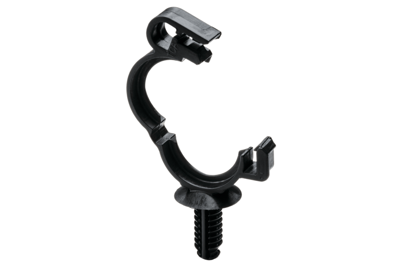 Hellermann Tyton 151-00621 Convoluted Tubing Clip, 0.63" Max Bundle Diameter, 0.02" - 0.50" Panel Thick, PA66HIRHSUV, Black, 1500/box