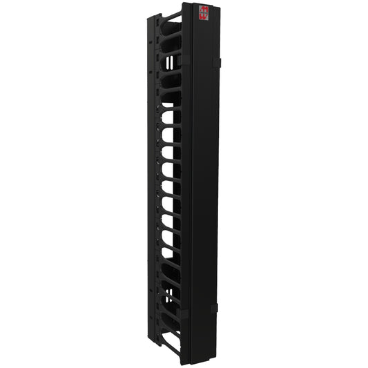 Hammond WRCM20U4BK 20U Vertical Cable Manager for Wall-Mount Racks, 16-Gauge Steel with Snap-On Door, Black, 35.00" H x 4.48" W x 8.74" D.