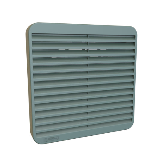 Hammond XPFA150GY Filter Fan Grill with Synthetic Filter, Flame-Retardant ABS, ANSI 61 Gray, IP5X, 7.72" x 7.72" x 0.94", for 6.00" (150mm) Square Fan.