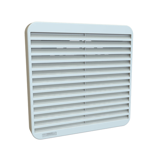 Hammond XPFA150LG Filter Fan Grill with Synthetic Filter, Flame-Retardant ABS, Light Gray, IP5X, 7.72" x 7.72" x 0.94", for 6.00" (150mm) Square Fan.