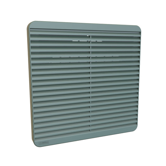 Hammond XPFA254GY Filter Fan Grill with Synthetic Filter, Flame-Retardant ABS, ANSI 61 Gray, IP5X, 12.00" x 12.00" x 0.94", for 10.00" (254mm) Square Fan.