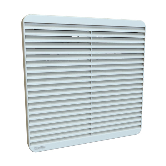 Hammond XPFA254LG Filter Fan Grill with Synthetic Filter, Flame-Retardant ABS, Light Gray, IP5X, 12.00" x 12.00" x 0.94", for 10.00" (254mm) Square Fan.