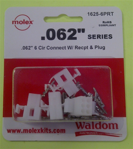 MOLEX 1625-6PRT .062" CONNECTOR KIT 6 POLE/CIRCUIT, 2 SETS, PINS 18-24AWG