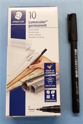 Staedtler Lumocolor 318 Pen Permanent Fine Black, Pack of 10 - Du-All Art &  Drafting Supply